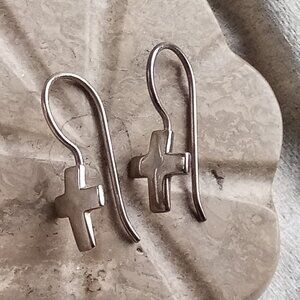 SILPADA Sterling Silver Petite FAITHFUL Cross Drop Earrings W0330